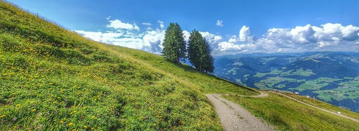 Twins on the trail to the hohe salve mountain austria