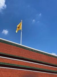 Low angle view of building against blue sky