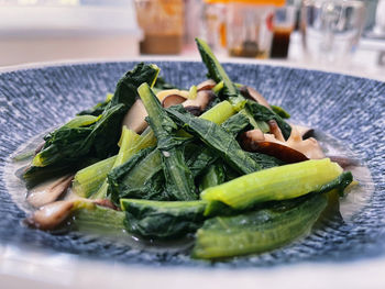 Close-up of vegetables in plate on table