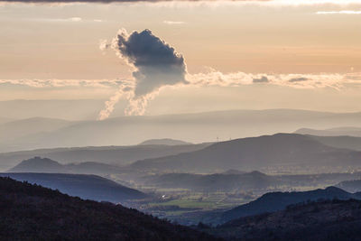 Scenic view of landscape against sky during sunset