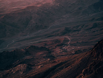 High angle view of dramatic landscape