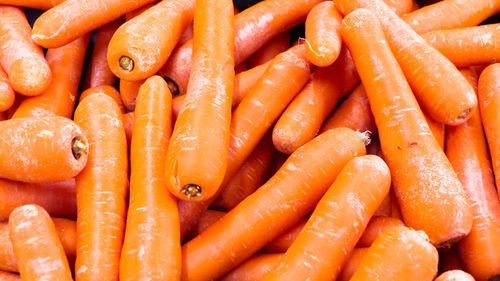 Full frame shot of carrots at market