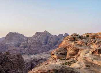 Scenic view of mountains against clear sky