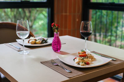Close-up of food on table