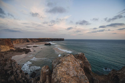 Scenic view of sea against sky during sunset