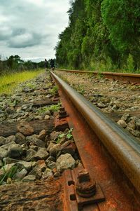 Railroad track against sky