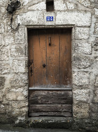 Closed door of old building