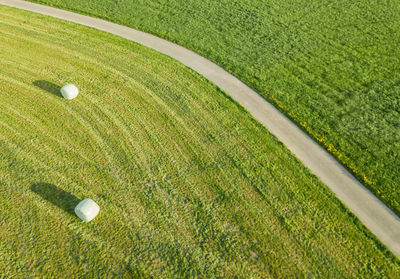 High angle view of empty road amidst landscape