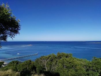 Scenic view of sea against clear sky