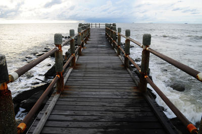 Pier over sea against sky