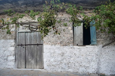 Closed door of old building