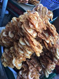 High angle view of bread in container