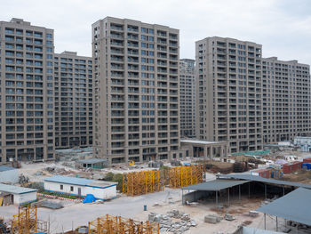 High angle view of buildings in city