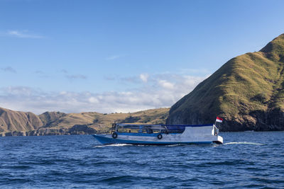 Scenic view of sea against mountain