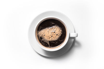 High angle view of coffee over white background