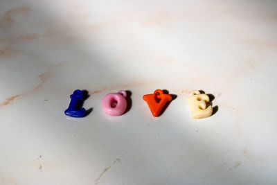 Close-up of toys on the table