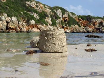 Sand castle on beach