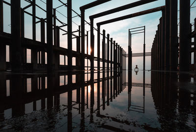 Reflection of buildings in lake