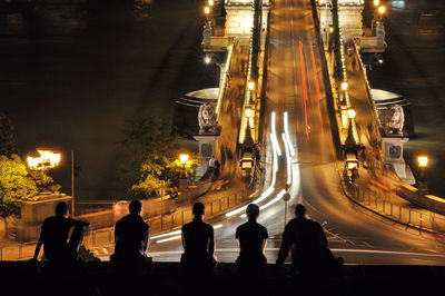 View of lit up at night in city