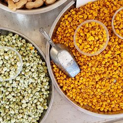 High angle view of spices in market