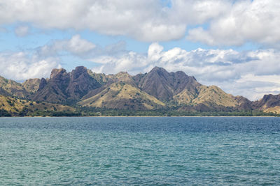 Scenic view of sea against cloudy sky