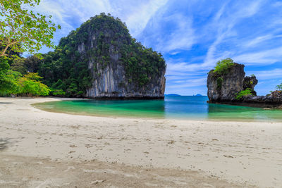 Scenic view of beach against sky