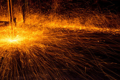 Firework display at night