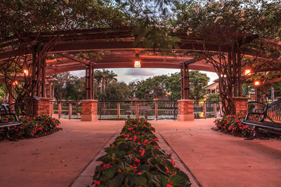 Nighttime entryway of the garden of hope and courage memorial garden and sanctuary in naples