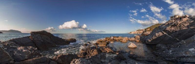 Panoramic view of rocks on beach