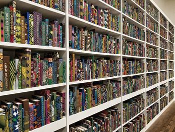 Full frame shot of books in shelf