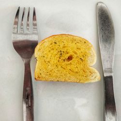 High angle view of bread in plate