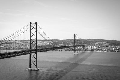 Suspension bridge over river