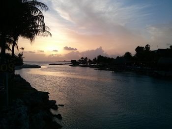 Scenic view of sea at sunset