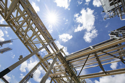 Natural gas plant structures against blue sky