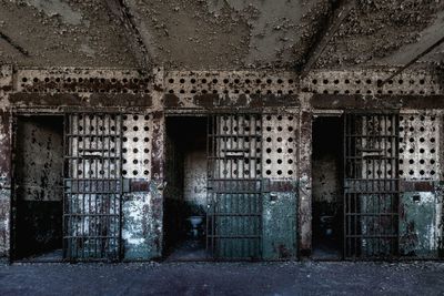 Closed door of old building