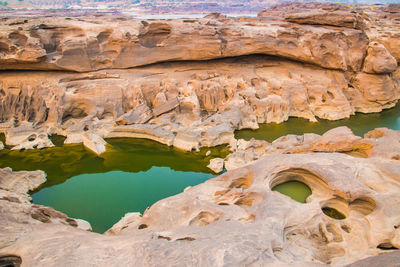 Rock formations in a lake