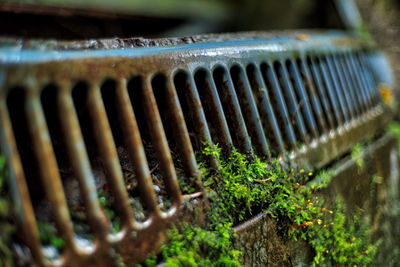 Close-up of abandoned car