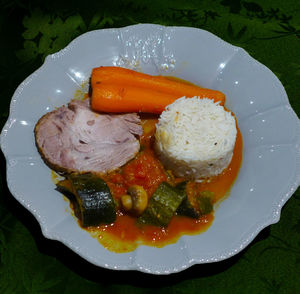 Close-up of food served on plate