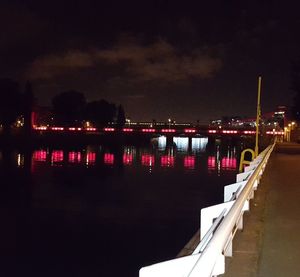 Bridge over river at night