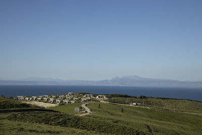 Scenic view of sea against clear sky