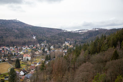 High angle view of townscape against sky