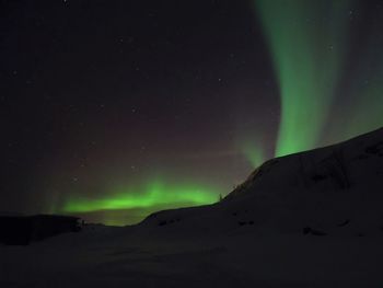 Low angle view of mountain against sky at night