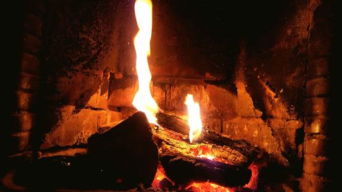 Close-up of bonfire at night