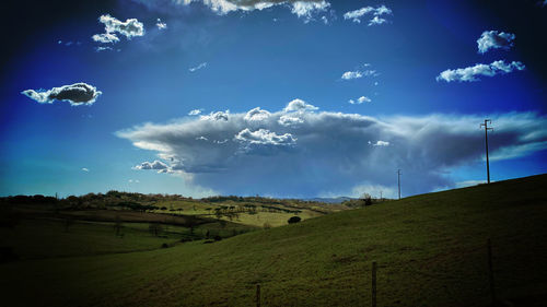 Panoramic view of field against sky