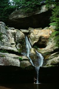 Scenic view of waterfall