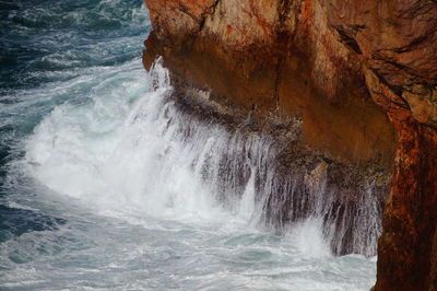 Scenic view of waterfall