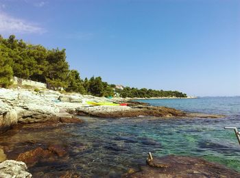 Scenic view of sea against clear sky