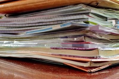 Close-up of stacked stack