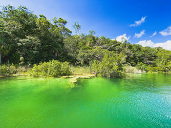 Scenic view of lake against sky