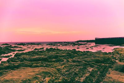 Scenic view of sea against sky during sunset